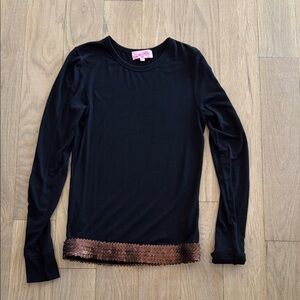 Priorities Elegant Black Long Sleeve Top with Sequin Detail small